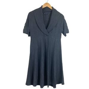 Jones New York Gray Shawl Collar Short Sleeved Sweater Dress NEW Size Large